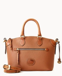 Dooney & Bourke Ready For the Getaway|Pebbled Leather<All Weather Leather 3.0 Domed Satchel 30 Caramel
