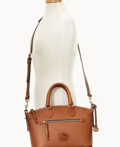 Dooney & Bourke Ready For the Getaway|Pebbled Leather<All Weather Leather 3.0 Domed Satchel 30 Caramel