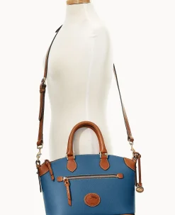 Dooney & Bourke Ready For the Getaway|Pebbled Leather<All Weather Leather 3.0 Domed Satchel 30 Denim