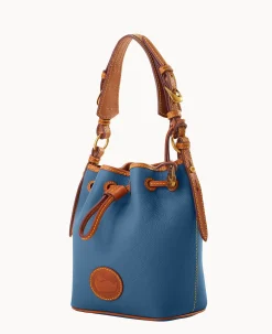 Dooney & Bourke Pebbled Leather|Mini Bags<All Weather Leather 3.0 Mini Drawstring 17 Denim