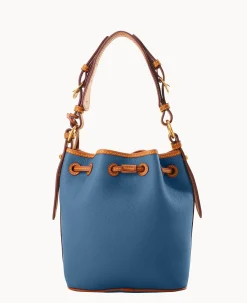 Dooney & Bourke Pebbled Leather|Mini Bags<All Weather Leather 3.0 Mini Drawstring 17 Denim