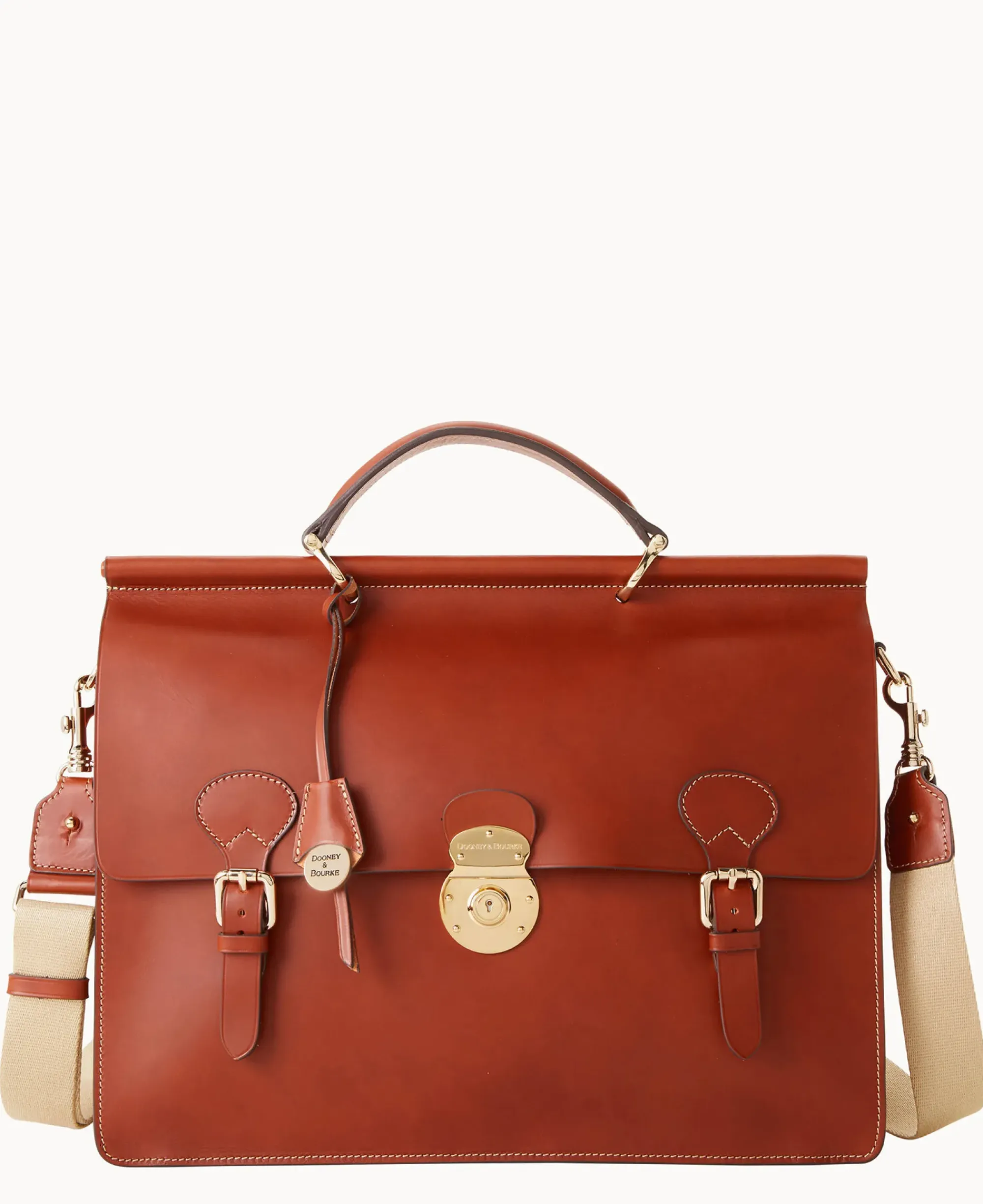 Dooney & Bourke The Alto Collection|Smooth Leather<Alto Double Gusset Buckle Brief Case Saddle