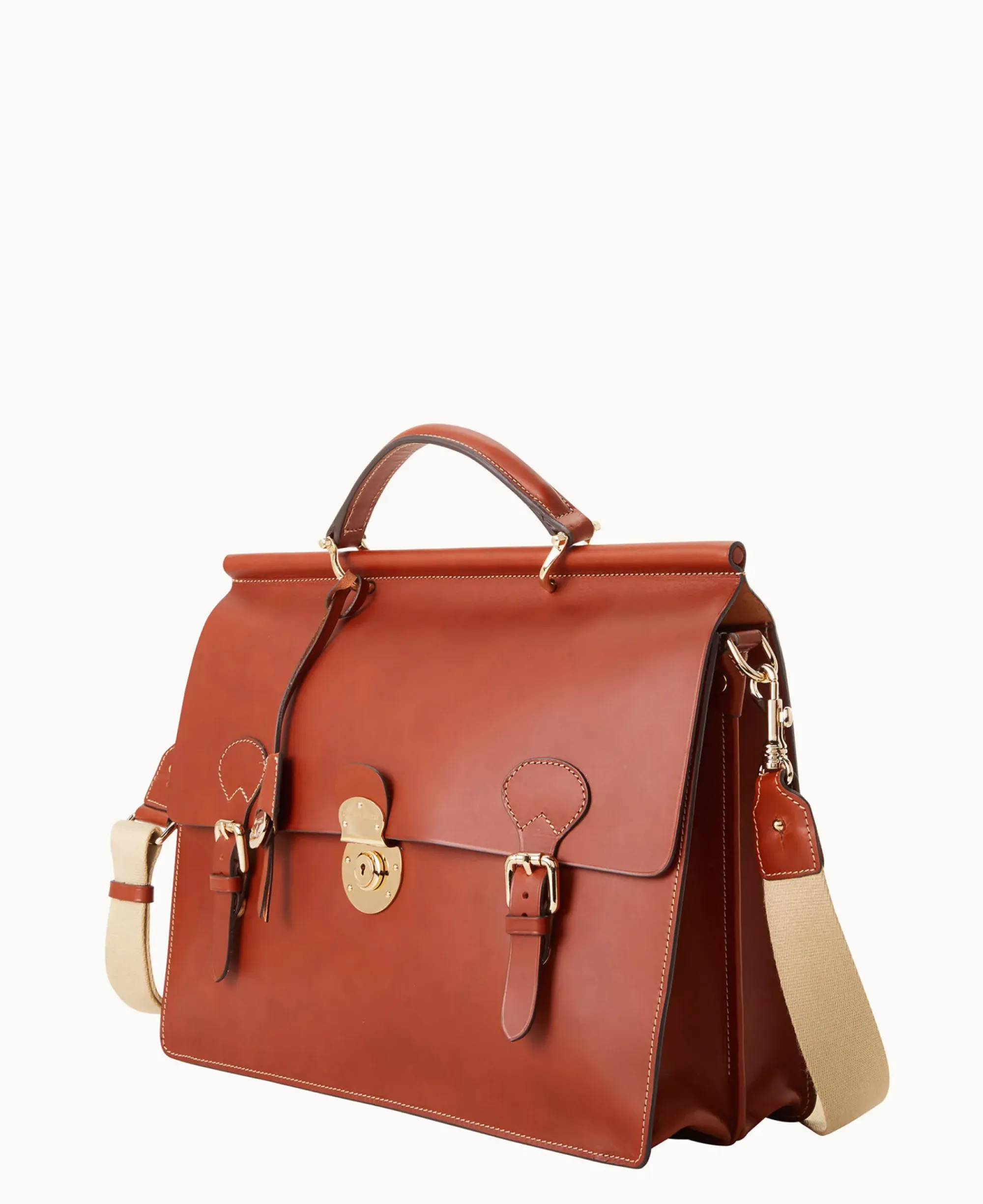 Dooney & Bourke The Alto Collection|Smooth Leather<Alto Double Gusset Buckle Brief Case Saddle