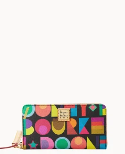 Dooney & Bourke The Art Deco Collection|Grab and Go<Art Deco Large Zip Around Wristlet Black