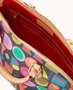 Dooney & Bourke Spring Style|Printed Fabric<Art Deco Zip Zip Satchel Black