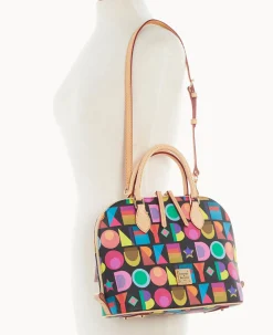 Dooney & Bourke Spring Style|Printed Fabric<Art Deco Zip Zip Satchel Black