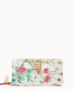 Dooney & Bourke Grab and Go|Wristlets<Botanical Collection Large Zip Around Wristlet White