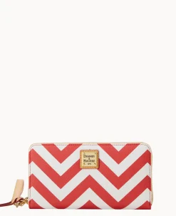 Dooney & Bourke The Chevron Collection|Grab and Go<Chevron Large Zip Around Wallet Red