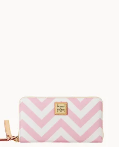 Dooney & Bourke The Chevron Collection|Grab and Go<Chevron Large Zip Around Wallet Pink