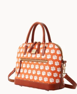 Dooney & Bourke Game Day Ready|Printed Fabric<Collegiate University Domed Zip Satchel CLEMSON