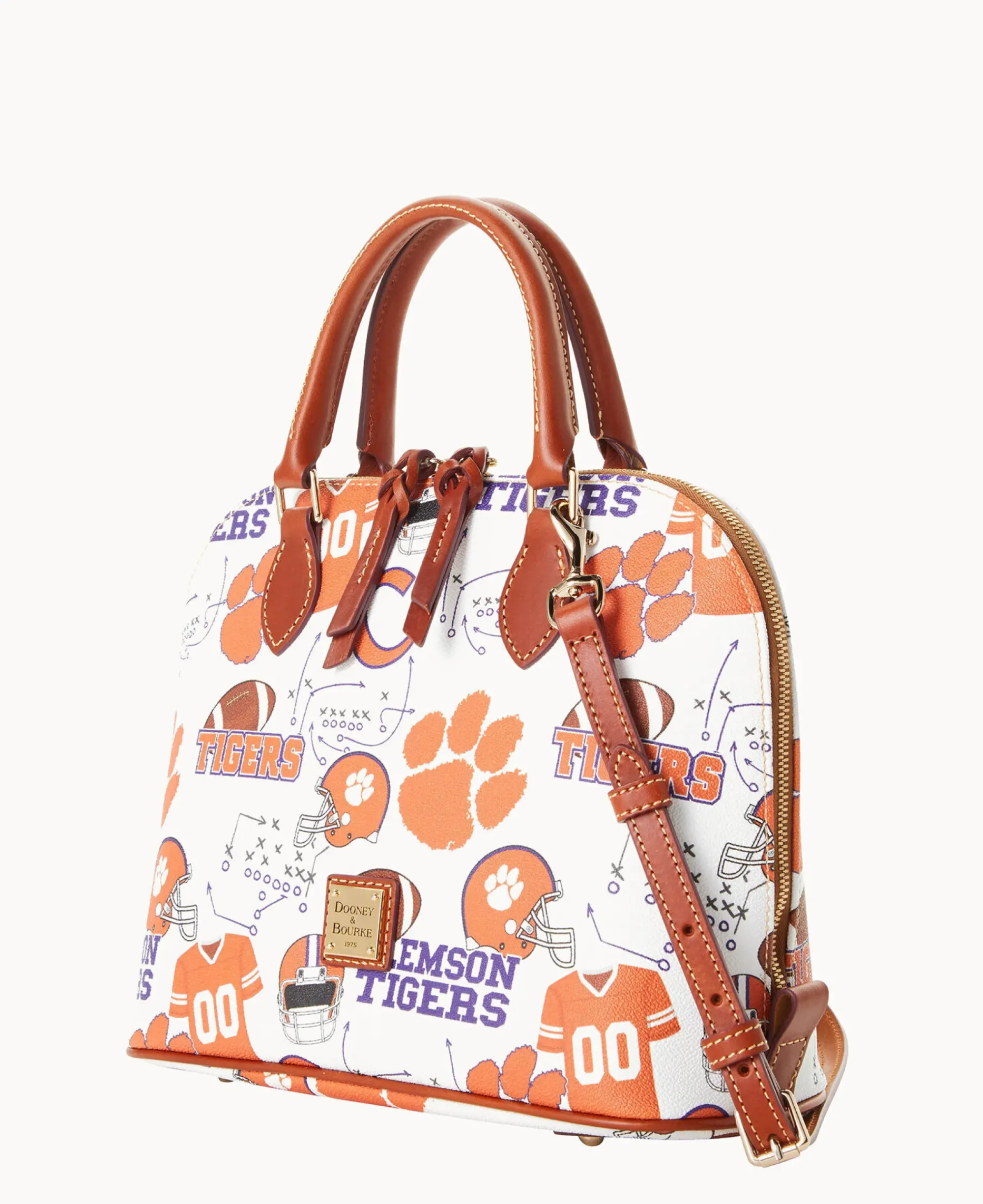 Dooney & Bourke Game Day Ready|Printed Fabric<Collegiate University Zip Zip Satchel Clemson
