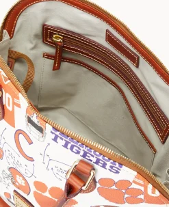 Dooney & Bourke Game Day Ready|Printed Fabric<Collegiate University Zip Zip Satchel Clemson