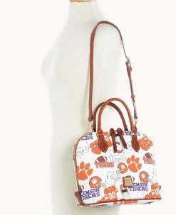 Dooney & Bourke Game Day Ready|Printed Fabric<Collegiate University Zip Zip Satchel Clemson