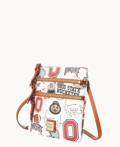 Dooney & Bourke Game Day Ready|Printed Fabric<Collegiate University N S Triple Zip Crossbody OHIO STATE