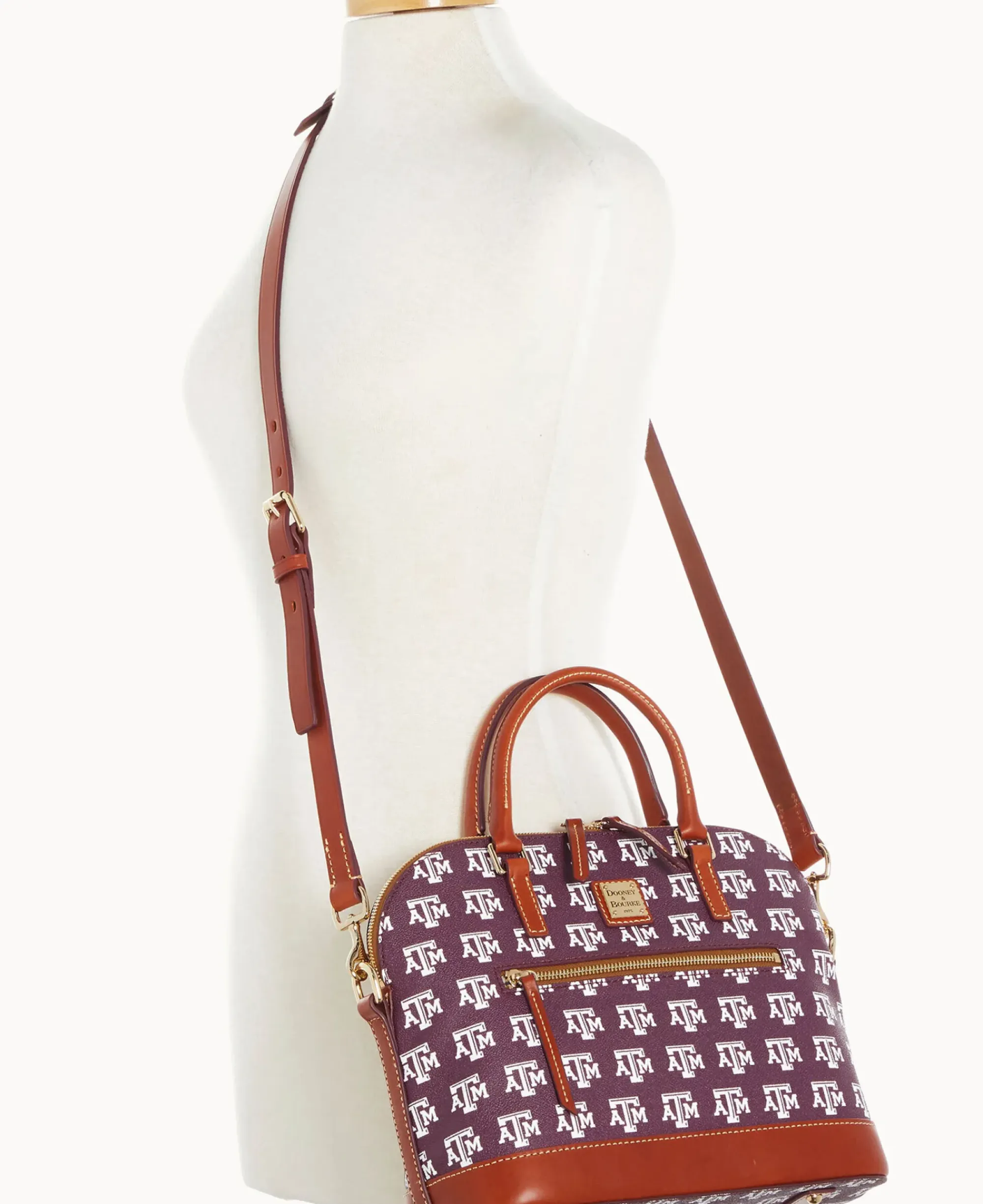 Dooney & Bourke Game Day Ready|Printed Fabric<Collegiate Texas Achr(38)M University Domed Zip Satchel TEXAS A&M