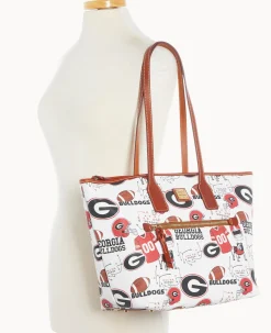 Dooney & Bourke Game Day Ready|Printed Fabric<Collegiate University of Georgia Tote U OF GEORGIA