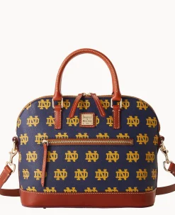Dooney & Bourke Game Day Ready|Printed Fabric<Collegiate University of Domed Zip Satchel NOTRE DAME