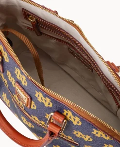 Dooney & Bourke Game Day Ready|Printed Fabric<Collegiate University of Domed Zip Satchel NOTRE DAME