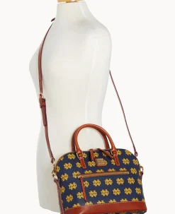 Dooney & Bourke Game Day Ready|Printed Fabric<Collegiate University of Domed Zip Satchel NOTRE DAME