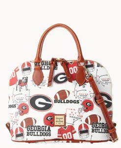 Dooney & Bourke Game Day Ready|Printed Fabric<Collegiate University of Georgia Zip Zip Satchel U OF GEORGIA