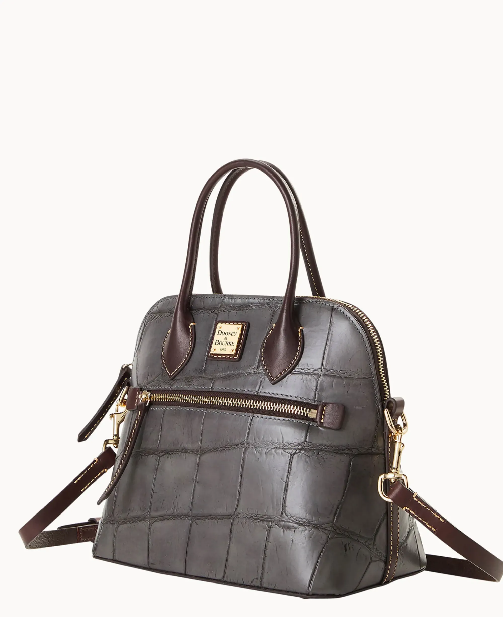 Dooney & Bourke Picnic in the Park|Exotic Leather<Denison Domed Satchel Smoke Grey