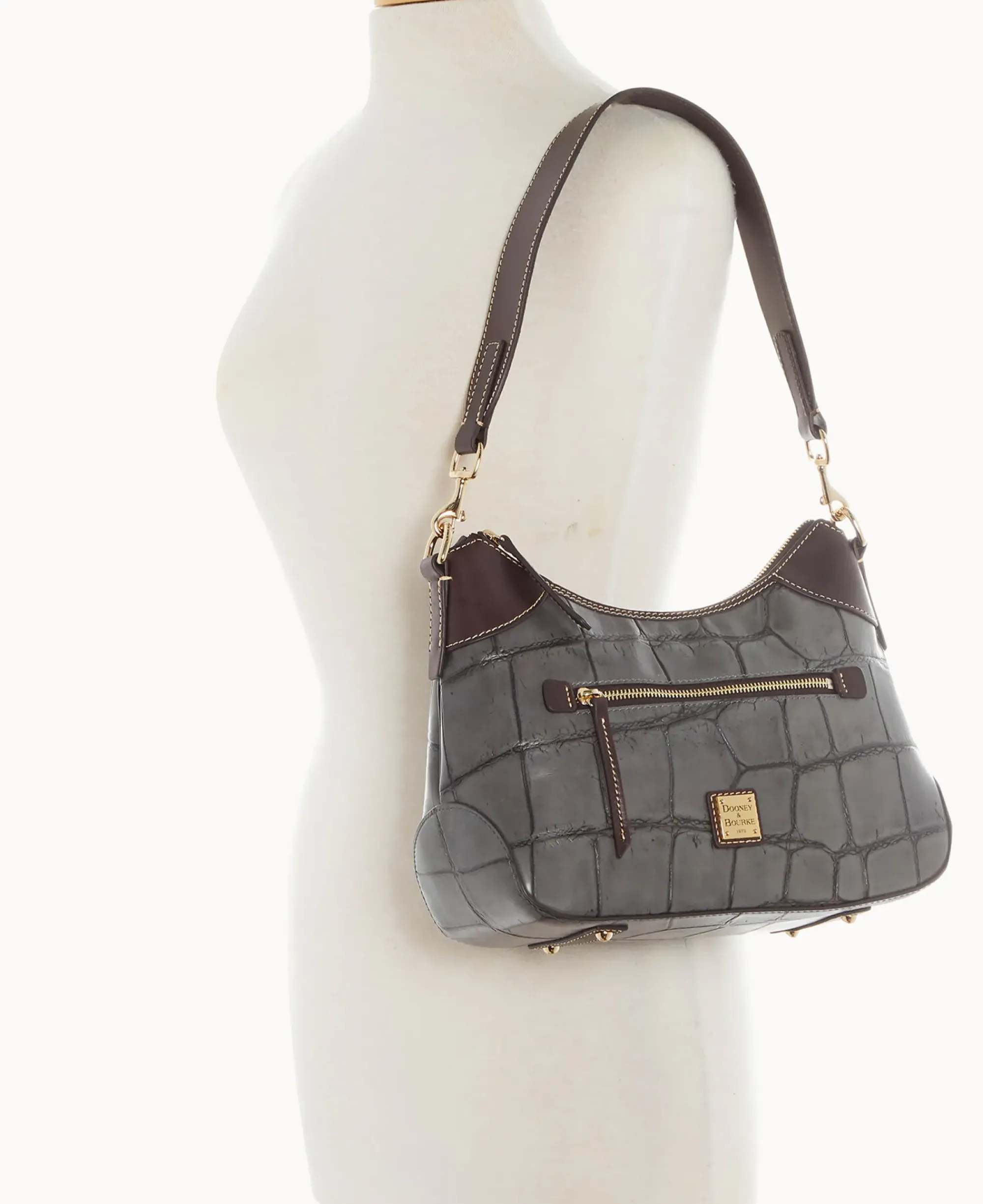 Dooney & Bourke Picnic in the Park|Exotic Leather<Denison Hobo Smoke Grey