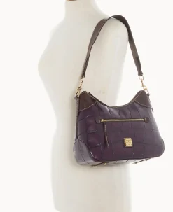 Dooney & Bourke Picnic in the Park|Exotic Leather<Denison Hobo Plum Wine