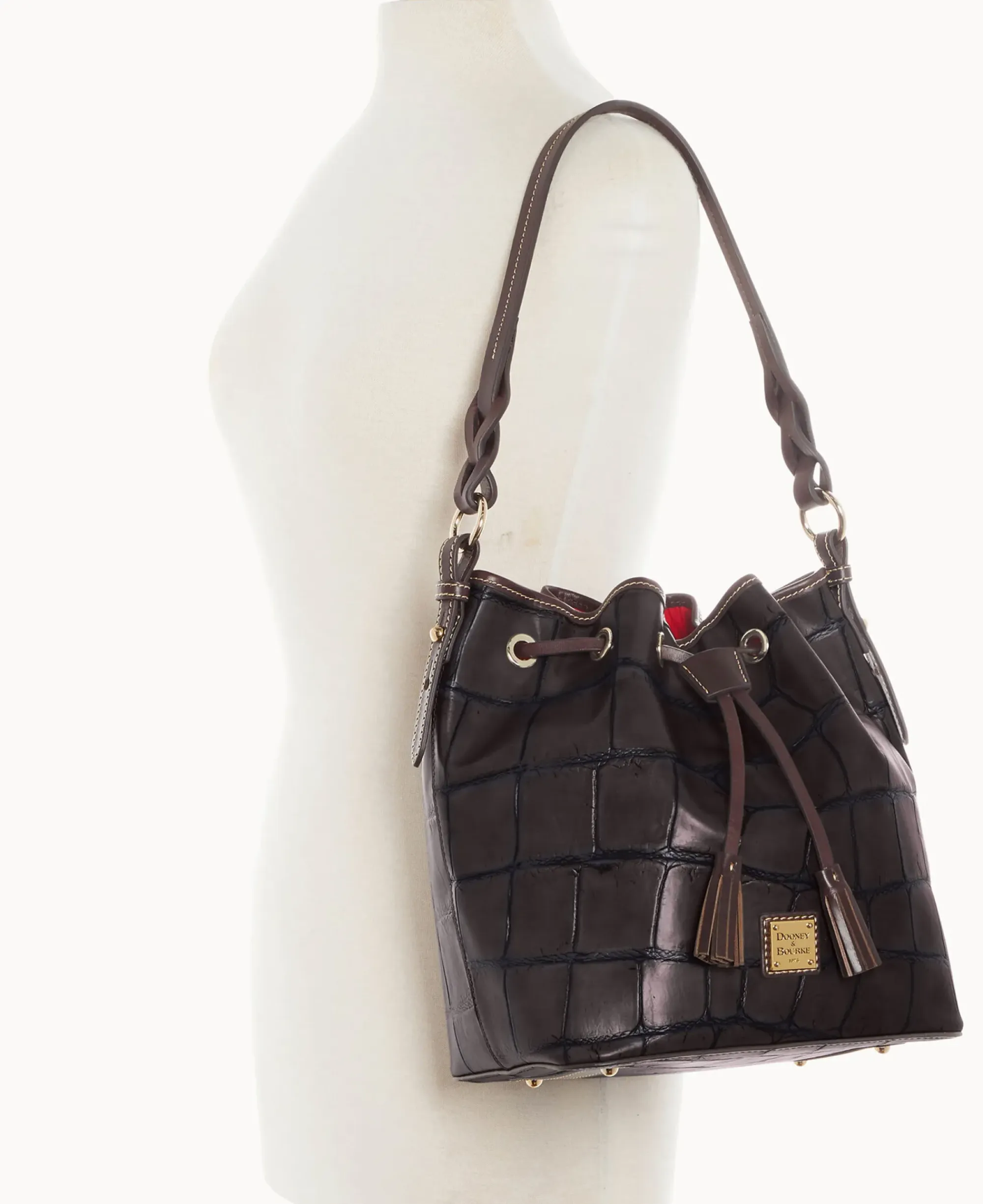 Dooney & Bourke Exotic Leather|Shoulder Bags<Denison Tasha Drawstring Espresso