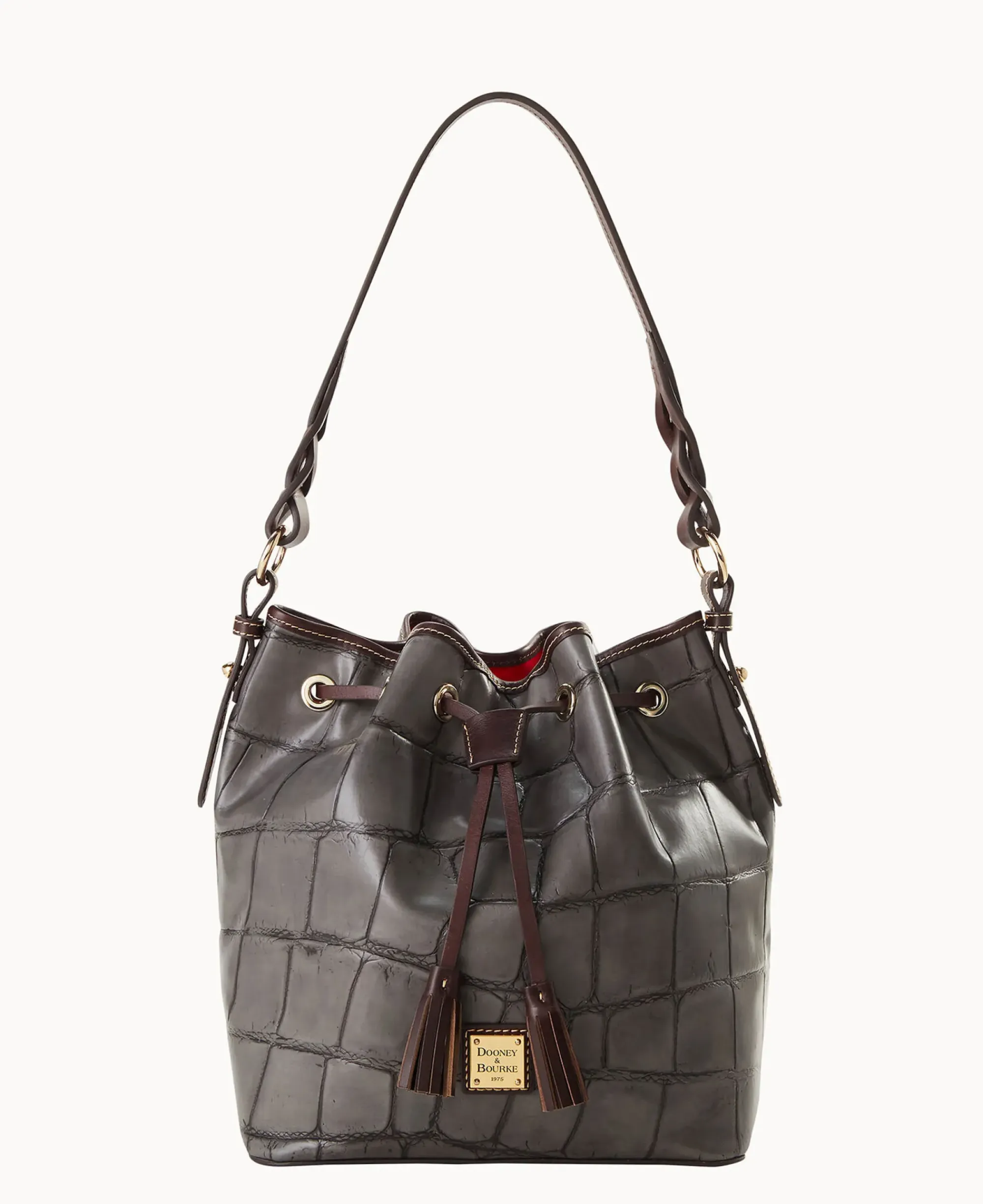 Dooney & Bourke Exotic Leather|Shoulder Bags<Denison Tasha Drawstring Smoke Grey