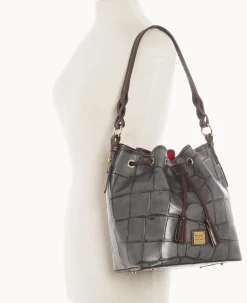 Dooney & Bourke Exotic Leather|Shoulder Bags<Denison Tasha Drawstring Smoke Grey
