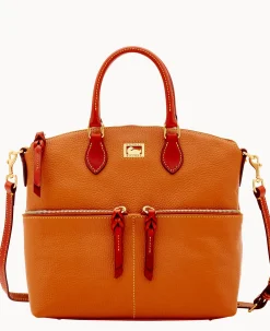 Dooney & Bourke Pebbled Leather|Shoulder Bags<Dillen Double Pocket Satchel Caramel