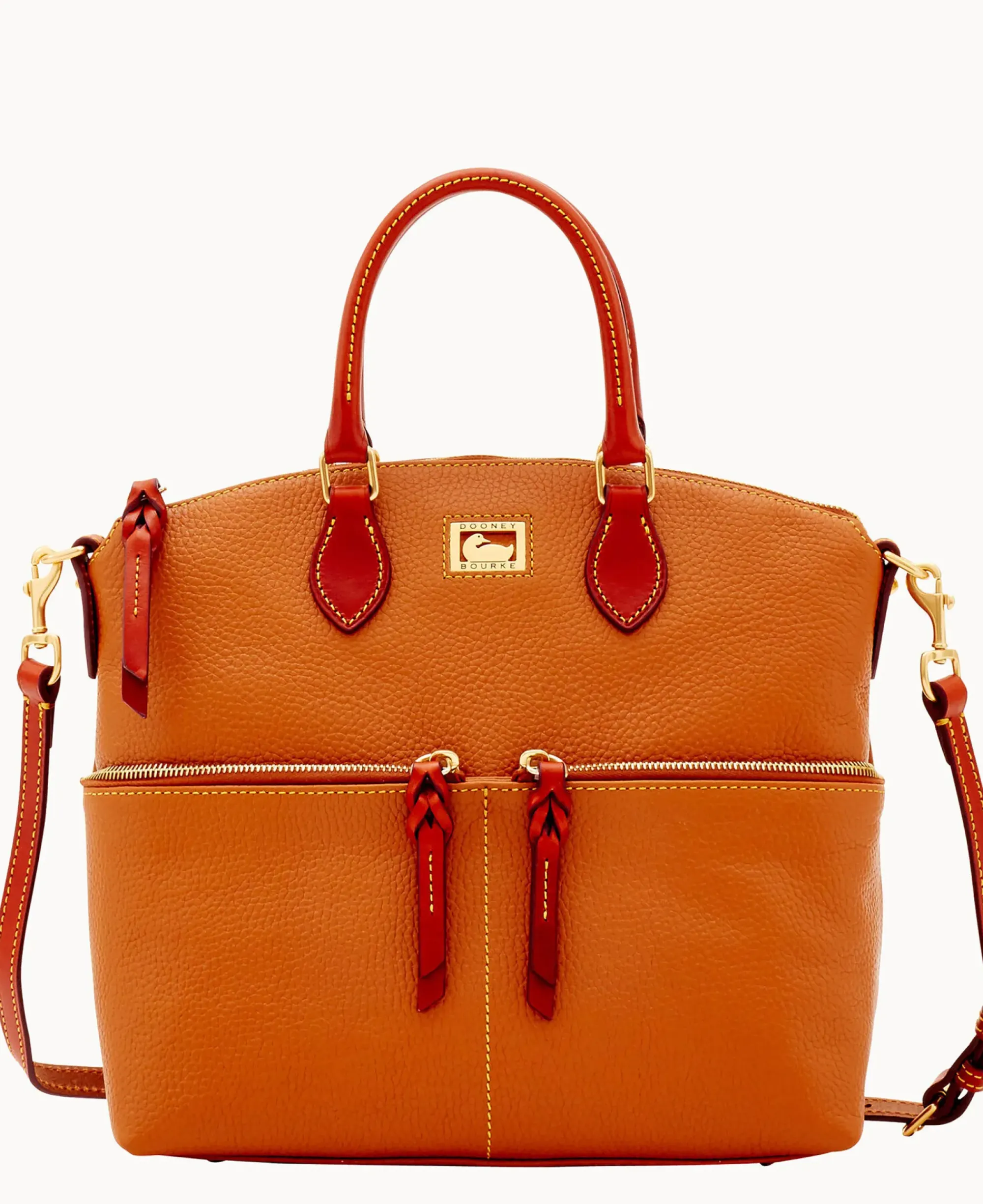Dooney & Bourke Pebbled Leather|Shoulder Bags<Dillen Double Pocket Satchel Caramel