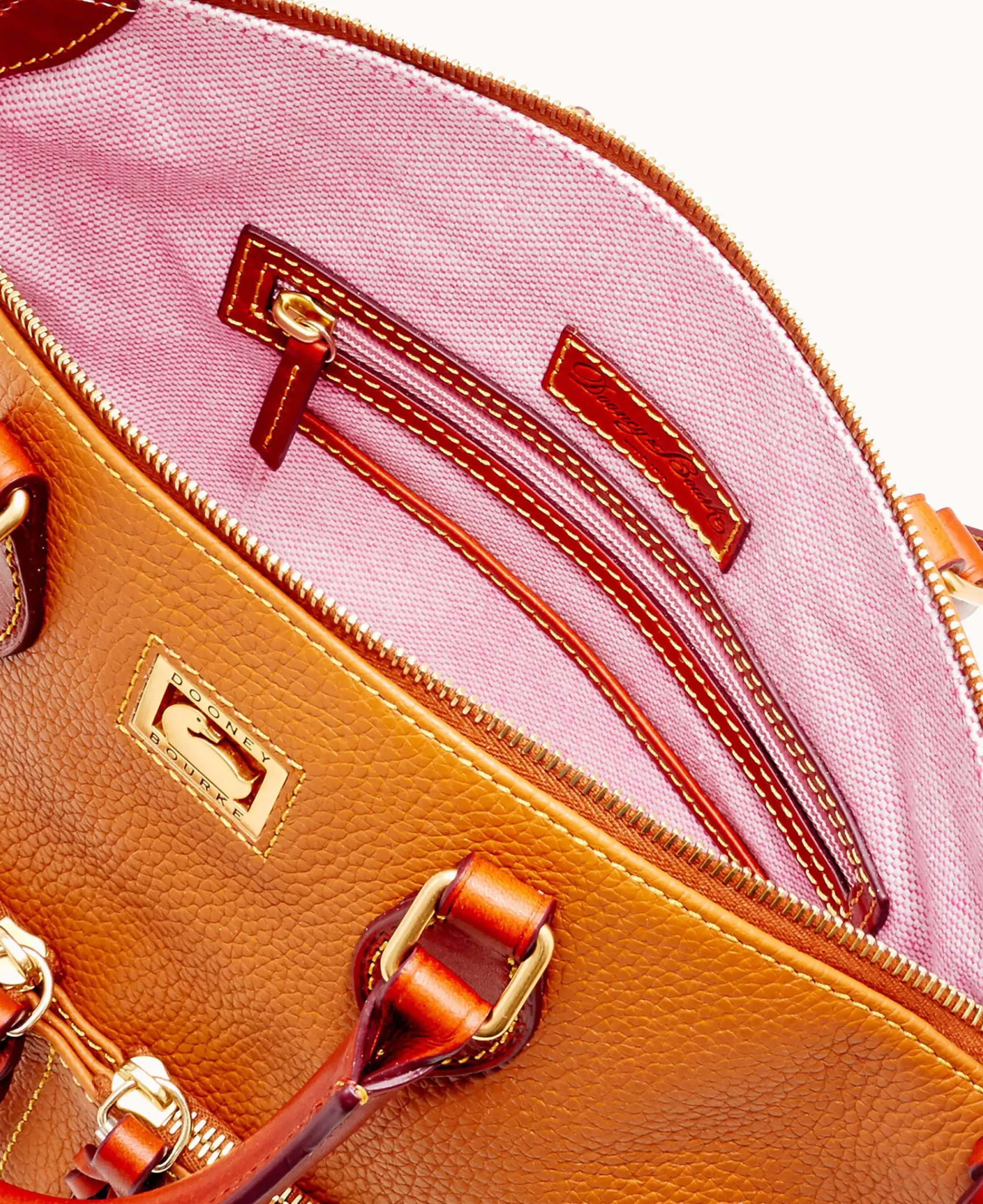 Dooney & Bourke Pebbled Leather|Shoulder Bags<Dillen Double Pocket Satchel Caramel