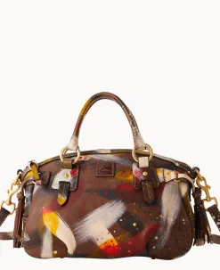Dooney & Bourke Textured Leather|Shoulder Bags<Florentine Dipinta Medium Mail Satchel Brown Tmoro