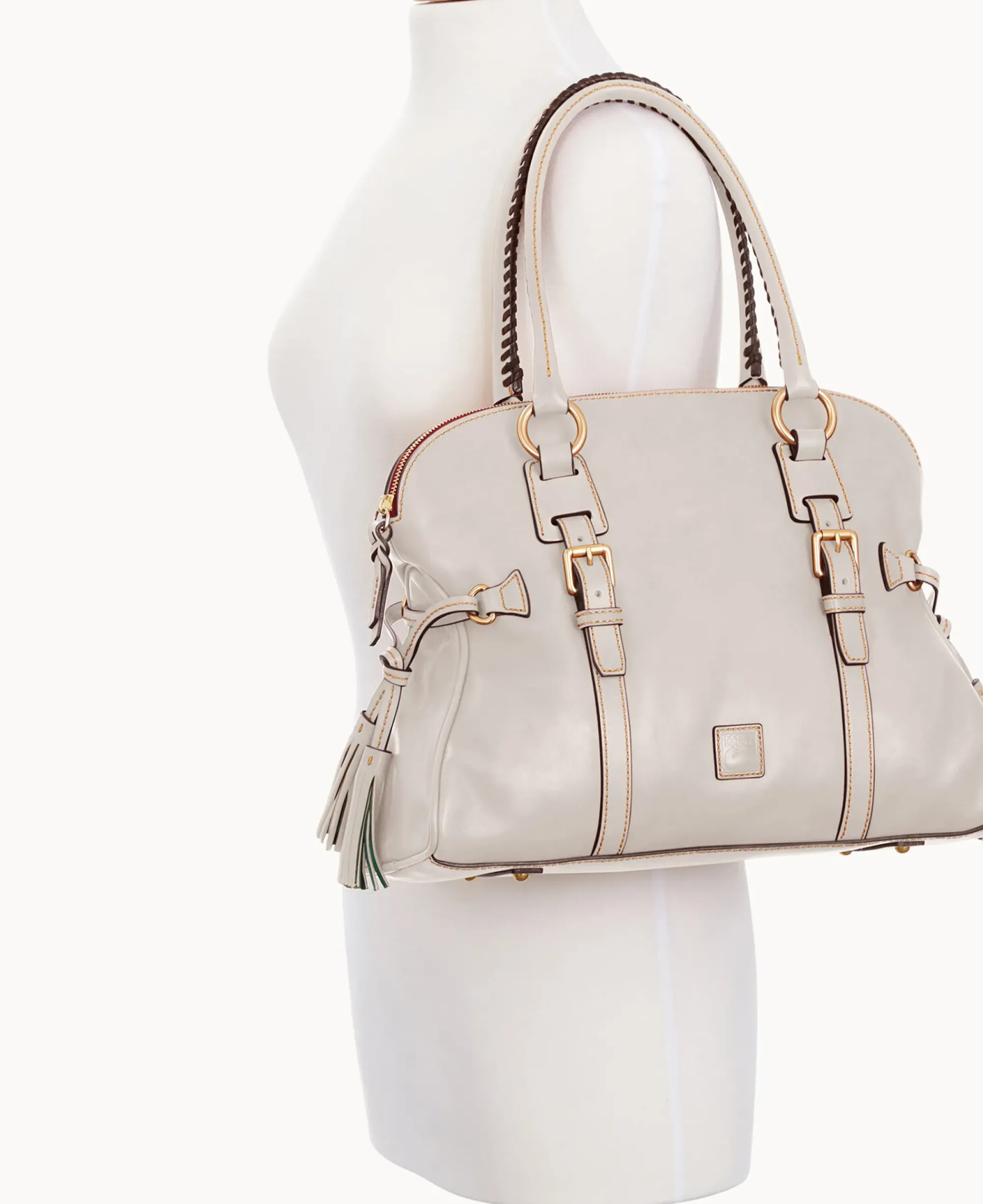 Dooney & Bourke The Florentine Collection|Picnic in the Park<Florentine Domed Buckle Satchel Ecru