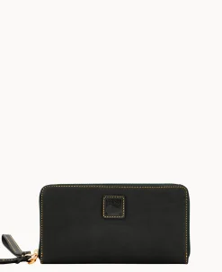 Dooney & Bourke The Florentine Collection|Grab and Go<Florentine Large Zip Around Wristlet Black Black