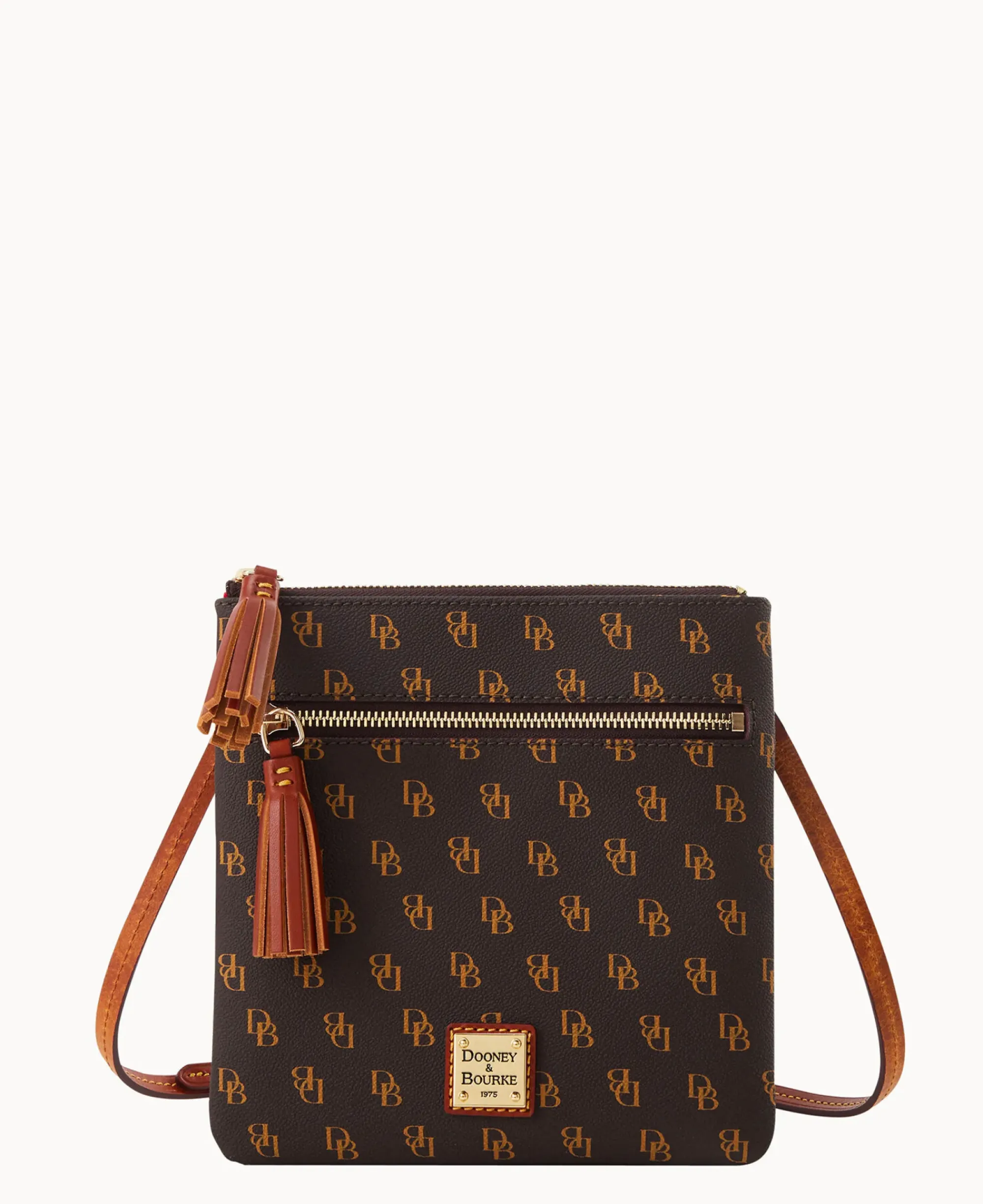Dooney & Bourke The Gretta Collection|Printed Fabric<Gretta Double Zip Tassel Crossbody Brown Tmoro