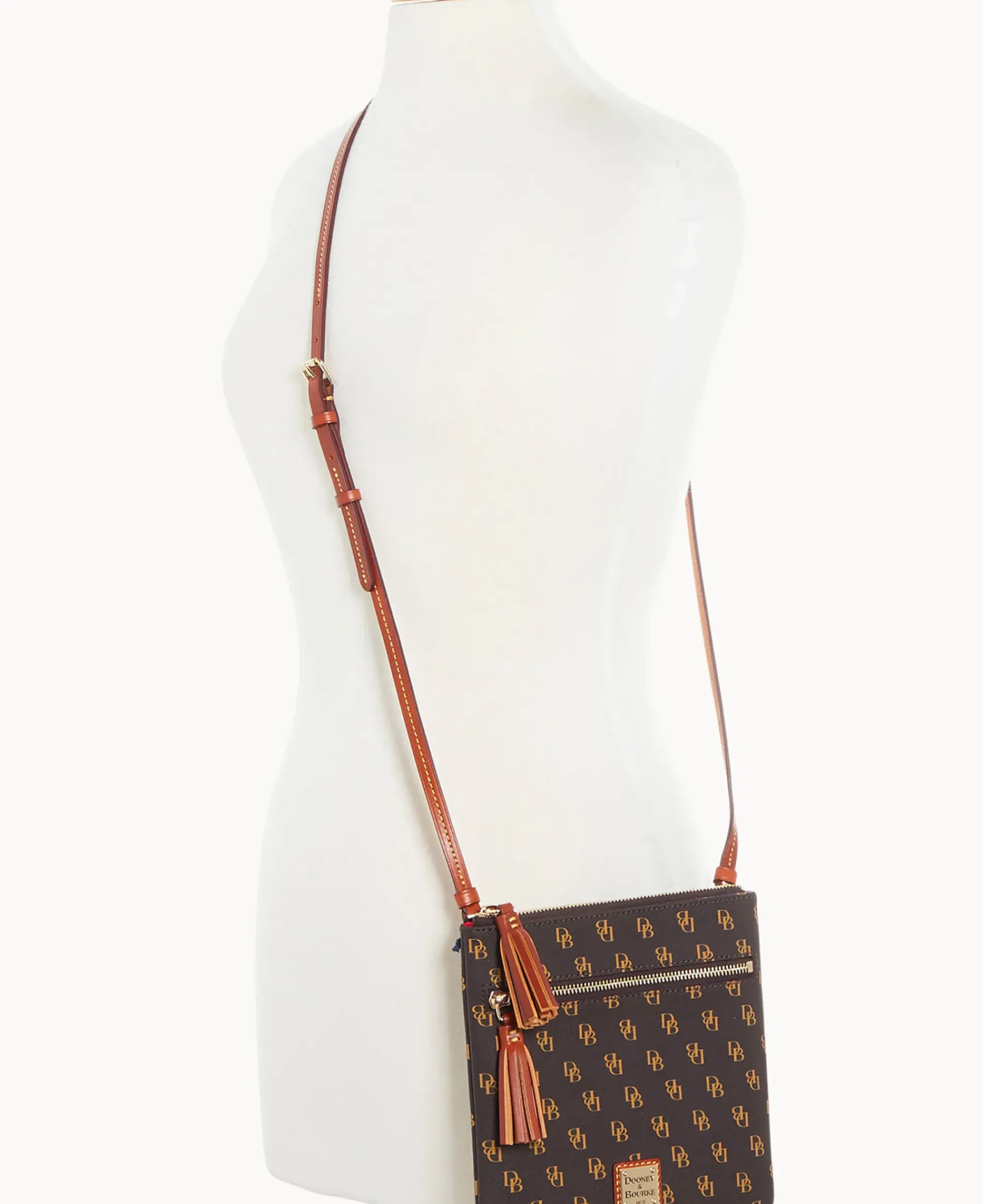 Dooney & Bourke The Gretta Collection|Printed Fabric<Gretta Double Zip Tassel Crossbody Brown Tmoro