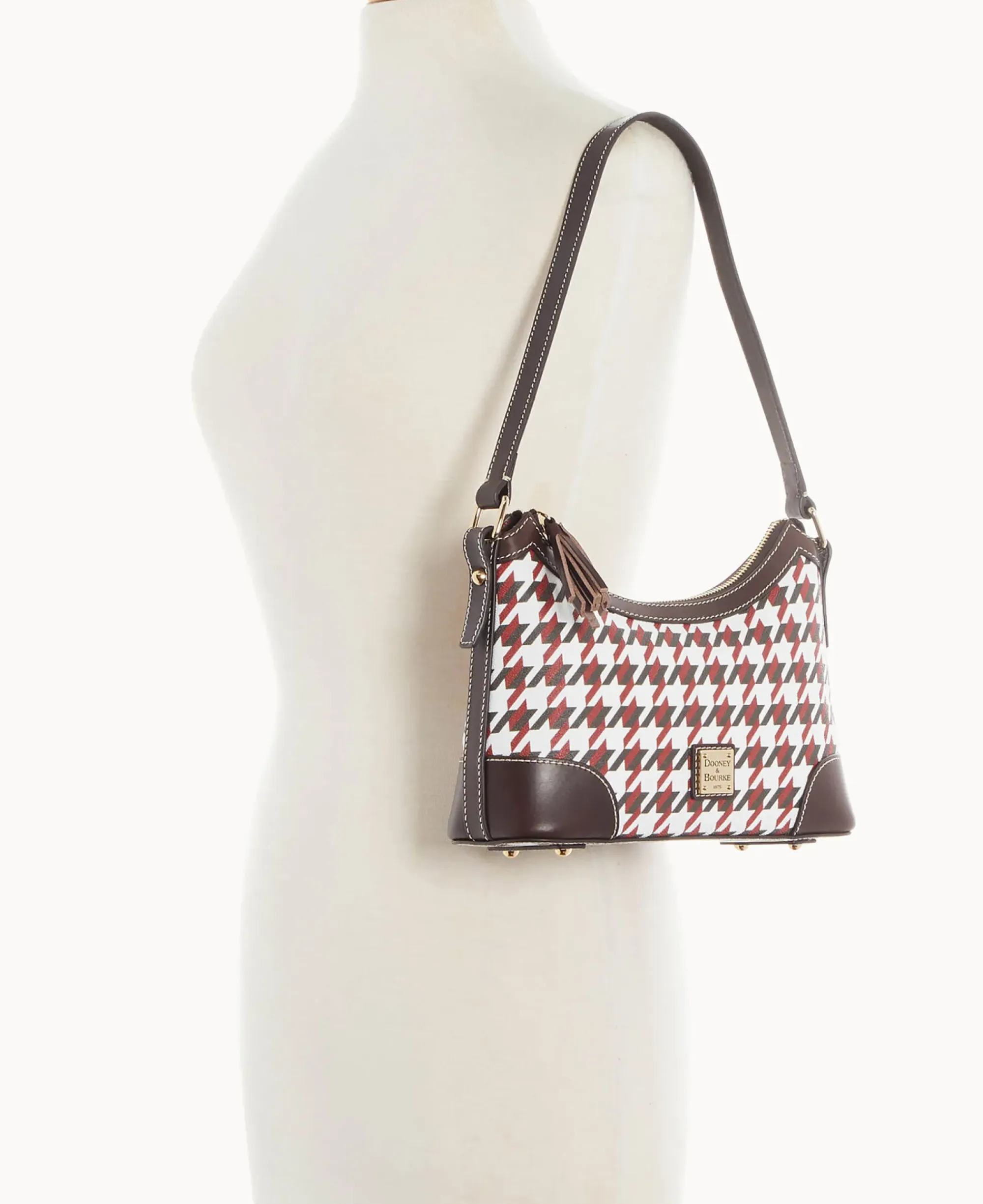 Dooney & Bourke Printed Fabric|Shoulder Bags<Houndstooth Shoulder Bag Brick