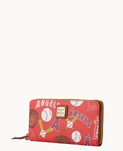 Dooney & Bourke Grab and Go|Wristlets<MLB Large Zip Around Wristlet Angels