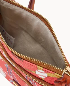 Dooney & Bourke Game Day Ready|Printed Fabric<MLB N S Triple Zip Crossbody Angels