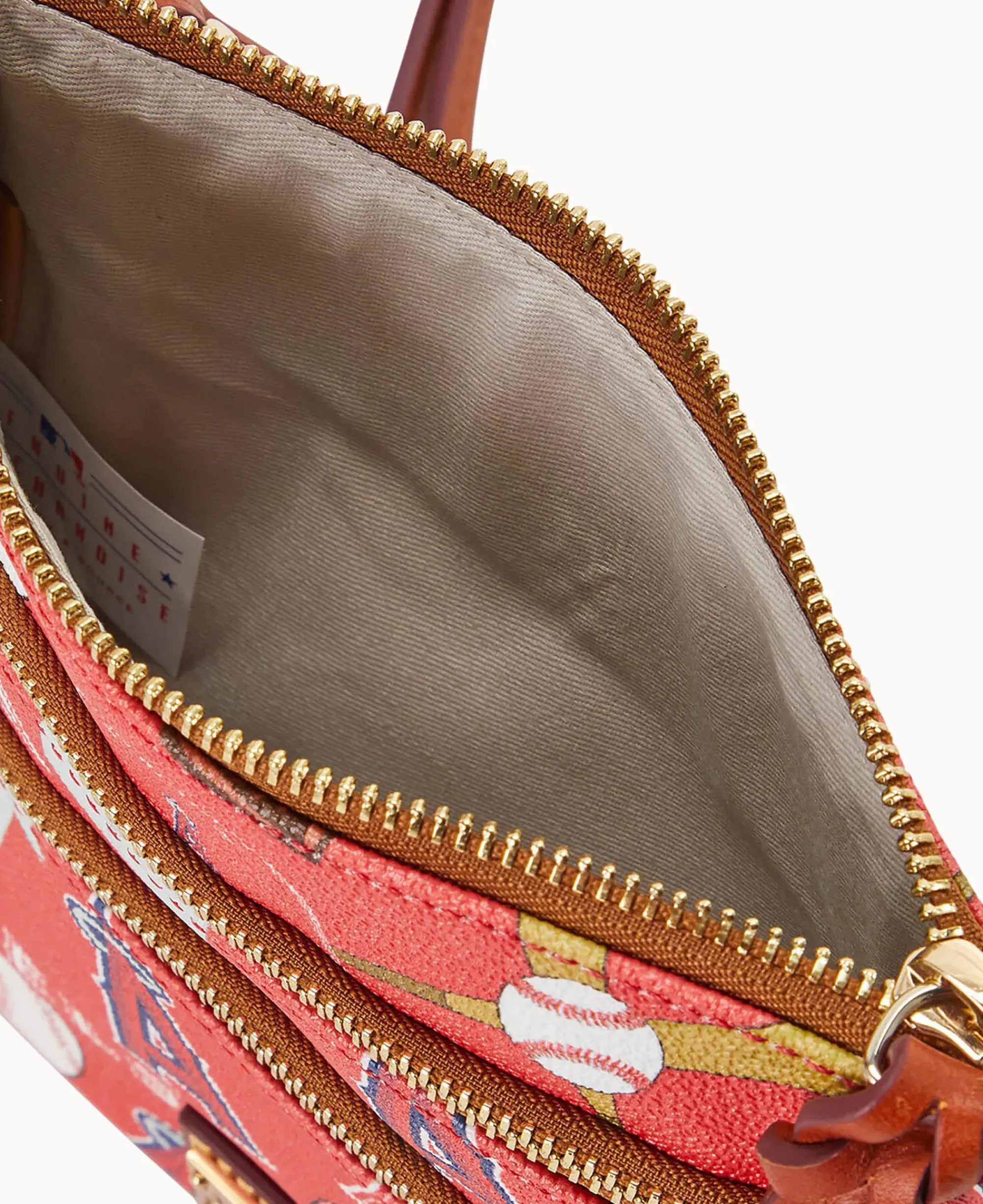 Dooney & Bourke Game Day Ready|Printed Fabric<MLB N S Triple Zip Crossbody Angels