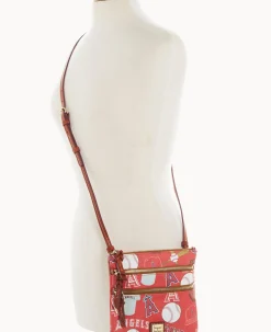 Dooney & Bourke Game Day Ready|Printed Fabric<MLB N S Triple Zip Crossbody Angels