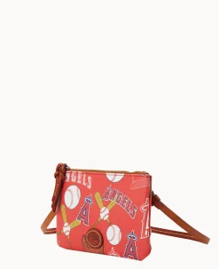 Dooney & Bourke Game Day Ready|Printed Fabric<MLB Top Zip Crossbody Angels