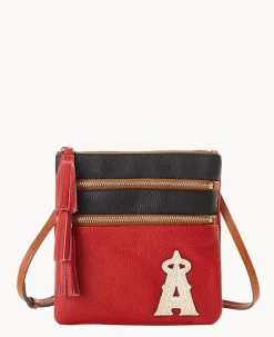 Dooney & Bourke Game Day Ready|Printed Fabric<MLB Triple Zip Crossbody Angels