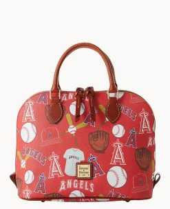 Dooney & Bourke Game Day Ready|Printed Fabric<MLB Zip Zip Satchel Angels