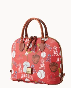 Dooney & Bourke Game Day Ready|Printed Fabric<MLB Zip Zip Satchel Angels