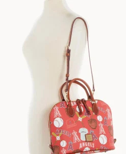Dooney & Bourke Game Day Ready|Printed Fabric<MLB Zip Zip Satchel Angels