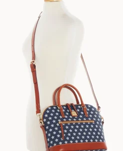 Dooney & Bourke Game Day Ready|Printed Fabric<MLB Domed Zip Satchel ASTROS