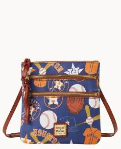 Dooney & Bourke Game Day Ready|Printed Fabric<MLB N S Triple Zip Crossbody Astros